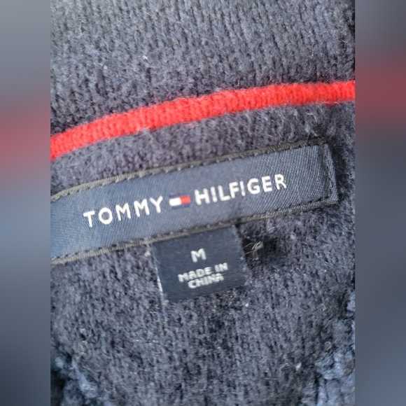 Tommy Hilfiger Men's Classic Blue Flag Striped Cable Knit Cardigan M - Picture 6 of 10